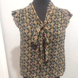 F21, Floral Necktie Ruffled Sleeves Small